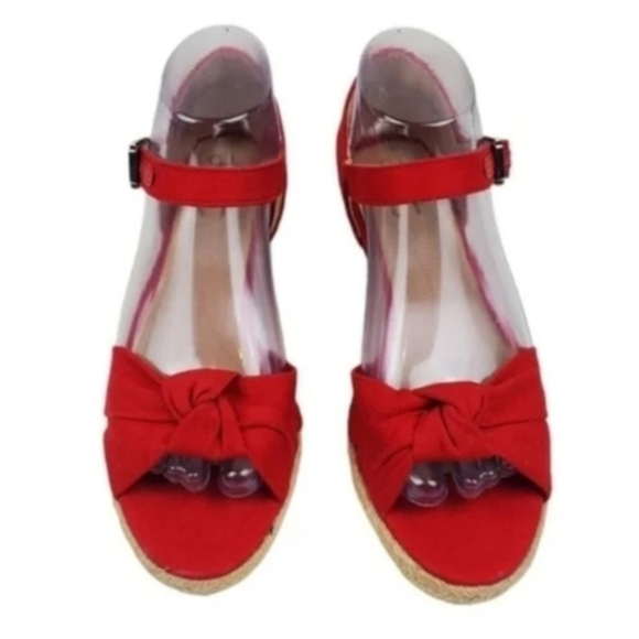 Life Stride soft syst Levi Red fabric open toe espadrille wedge sandals - Picture 10 of 10